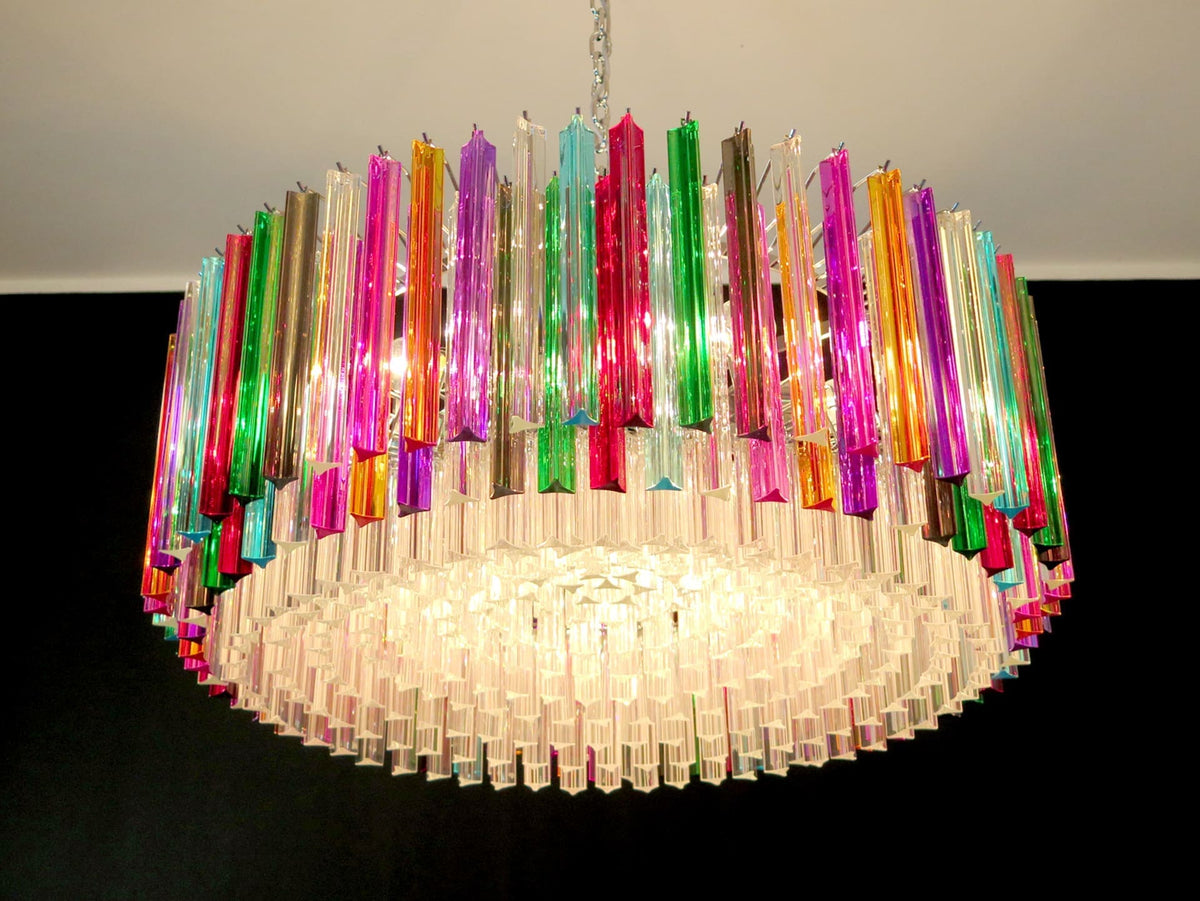 Murano Glass Chandelier – Triedri Round – 391 Prisms – Multi