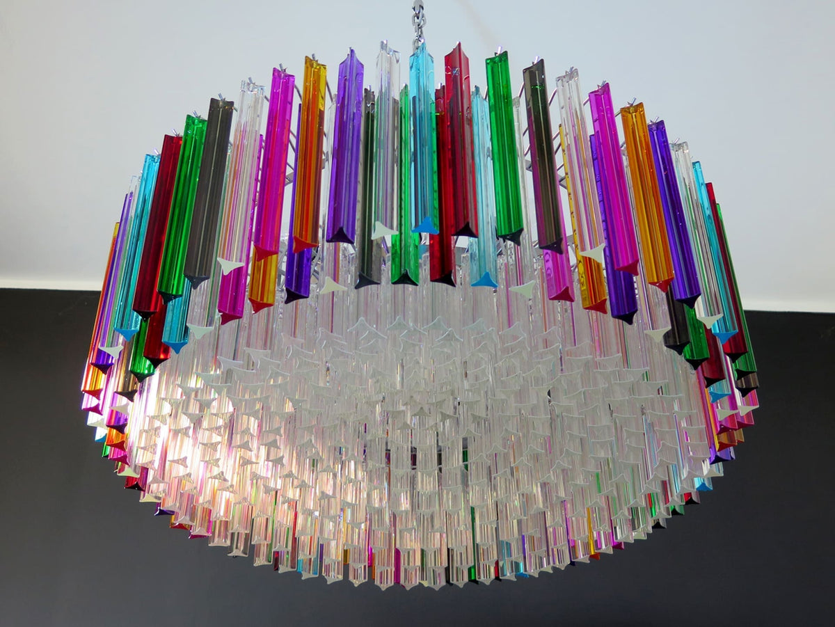 Murano Glass Chandelier – Triedri Round – 391 Prisms – Multi