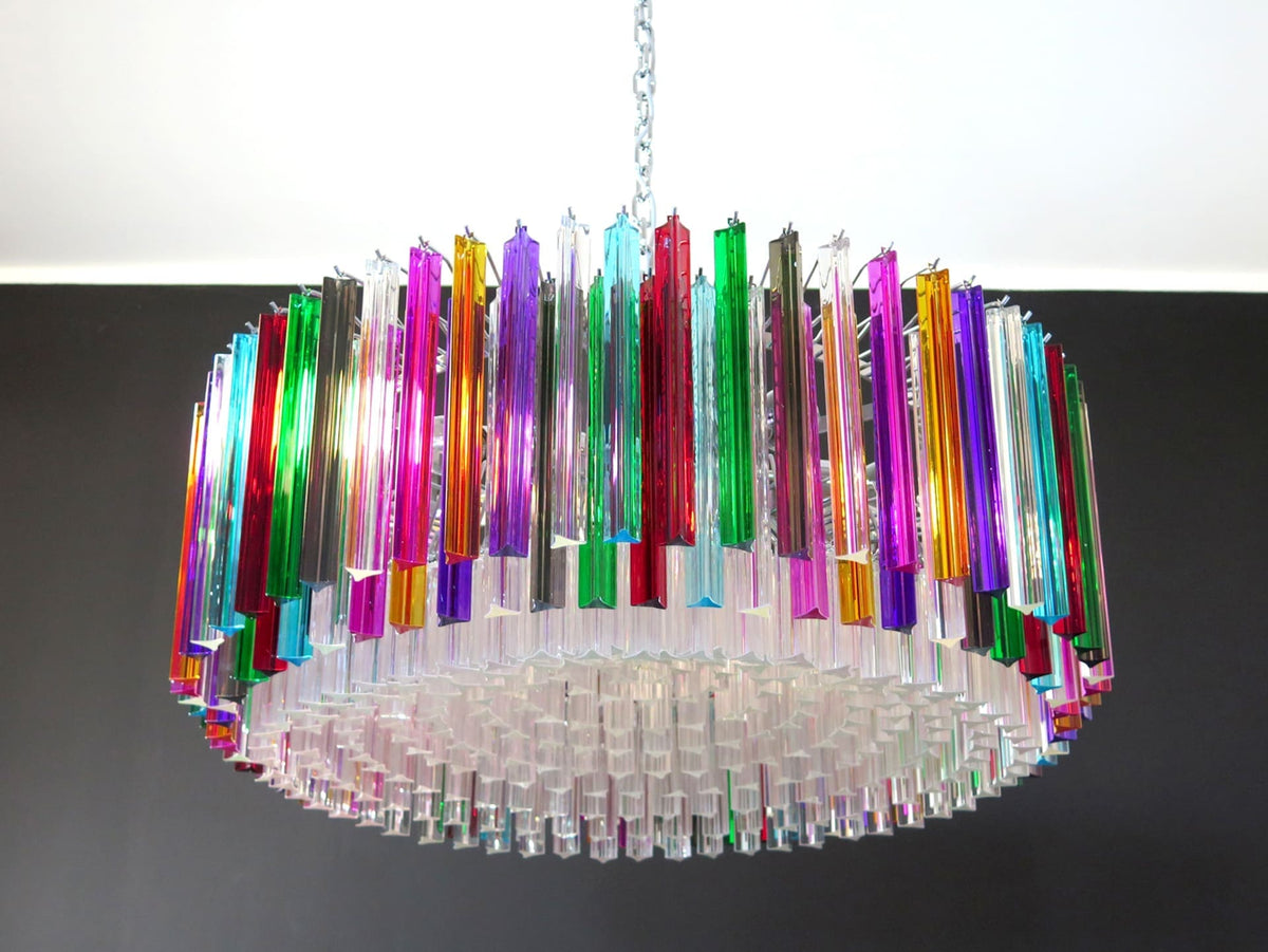 Murano Glass Chandelier – Triedri Round – 391 Prisms – Multi