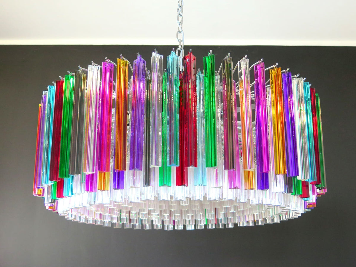 Murano Glass Chandelier – Triedri Round – 391 Prisms – Multi