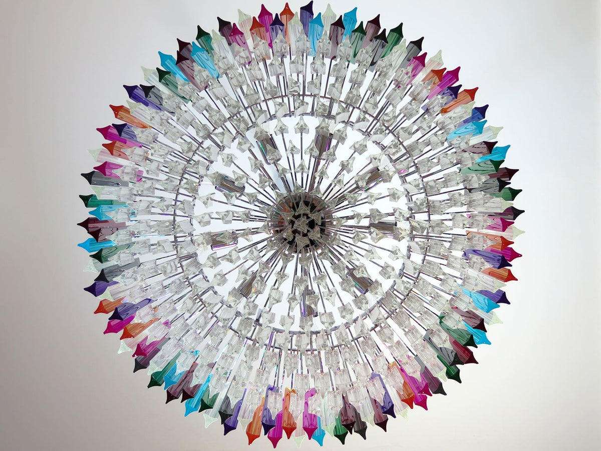 Murano Glass Chandelier – Triedri Round – 391 Prisms – Multi