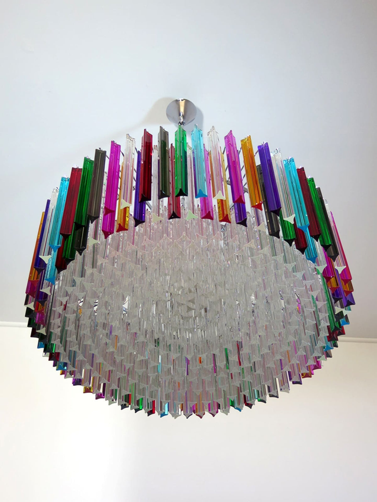 Murano Glass Chandelier – Triedri Round – 391 Prisms – Multi