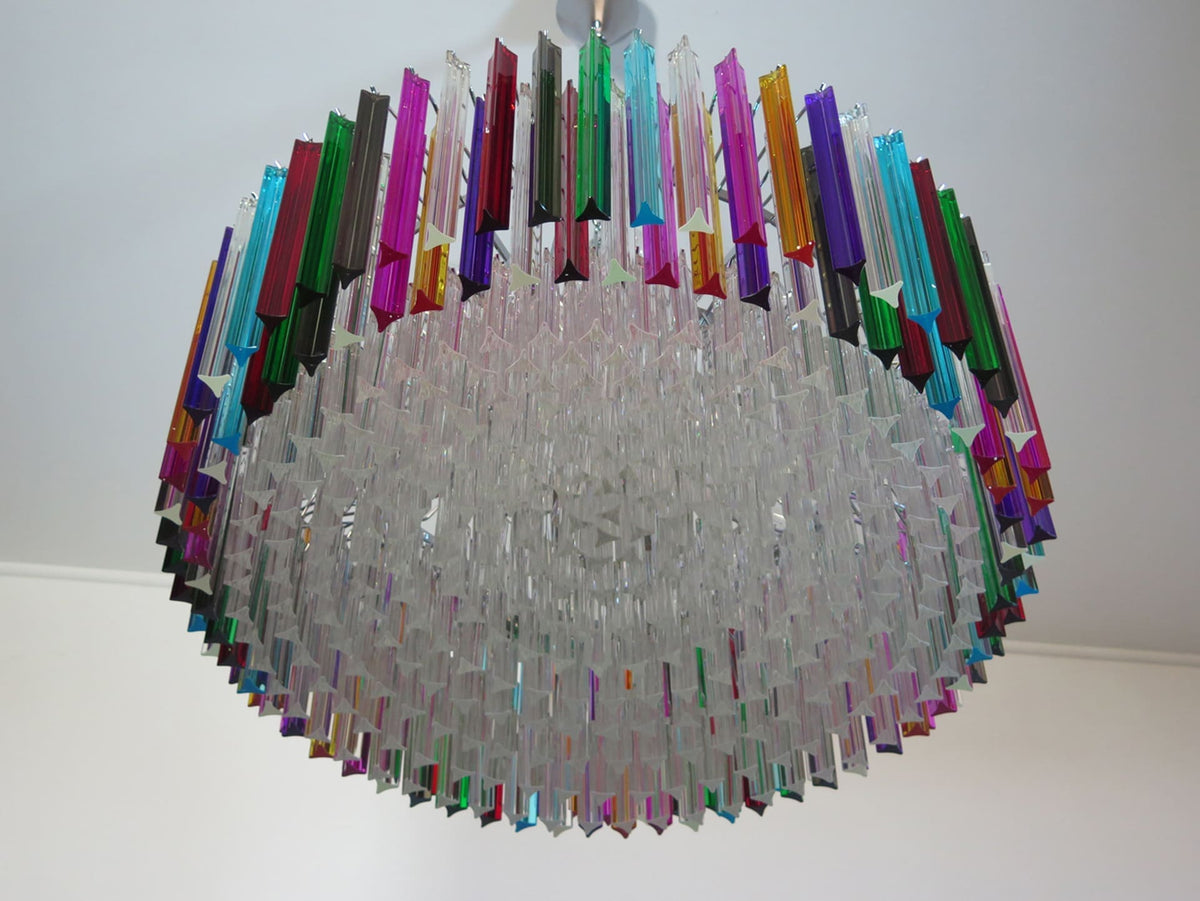 Murano Glass Chandelier – Triedri Round – 391 Prisms – Multi