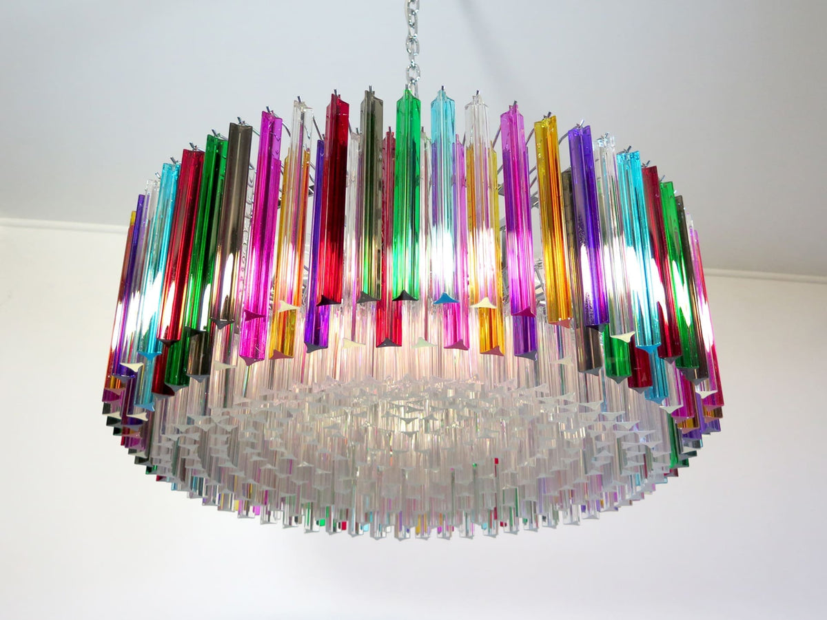 Murano Glass Chandelier – Triedri Round – 391 Prisms – Multi
