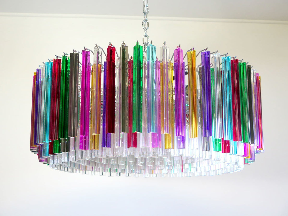 Murano Glass Chandelier – Triedri Round – 391 Prisms – Multi