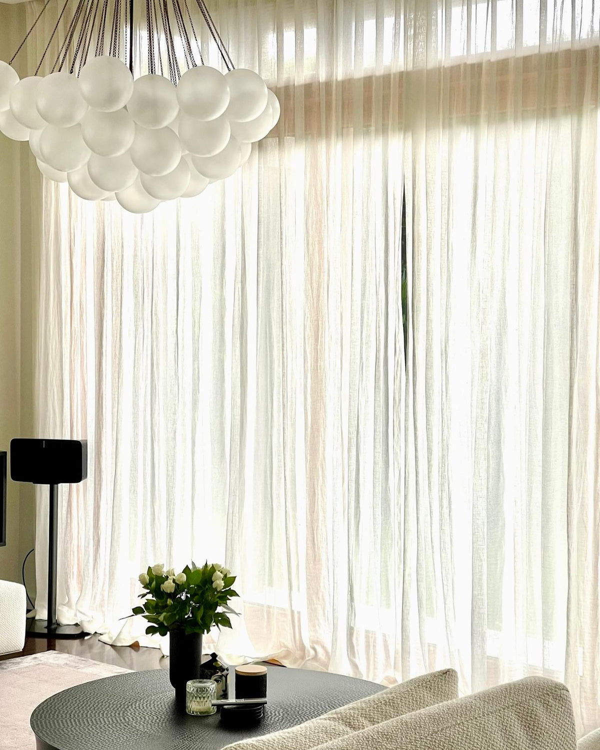 Modern Glass and Metal Cloud Balloon Chandelier with Minimalist Finish for Living Room Bedroom