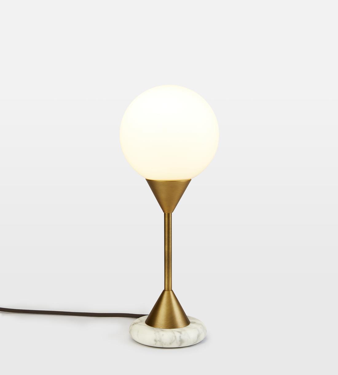 Large Marble Table Lamp with White Glass Shade - Erhaus product image 1