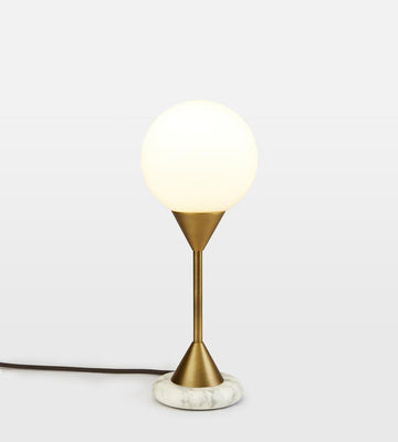 Large Marble Table Lamp with White Glass Shade - Erhaus product image 1