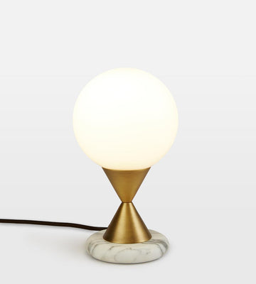 Small Marble Table Lamp with White Glass Shade - Erhaus product image 1