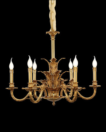 28X22 Inch 6 Lights European French Copper Chandelier Light for Bedroom/ Living Room