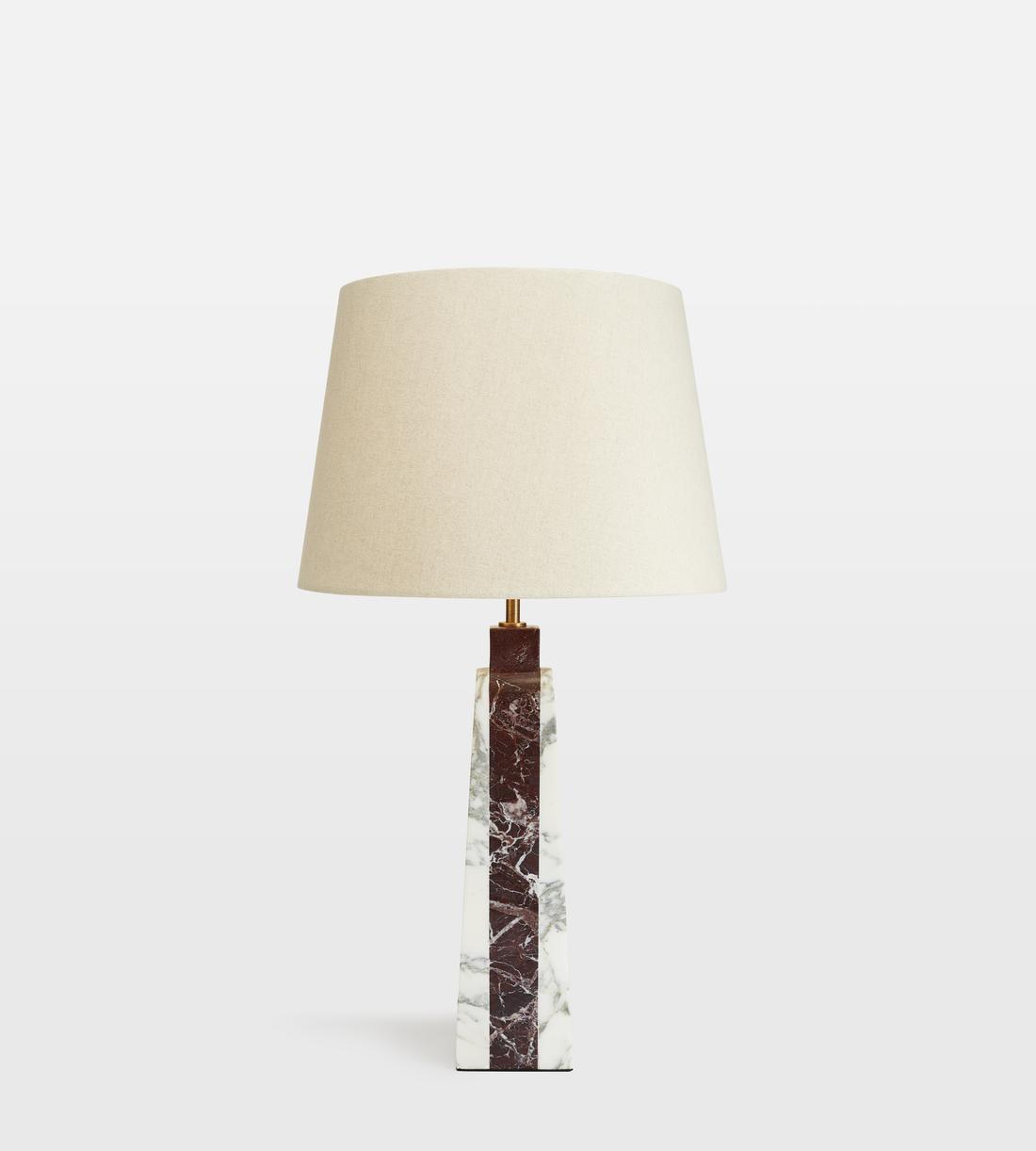 White Marble Table Lamp with Linen Shade - Erhaus product image 4