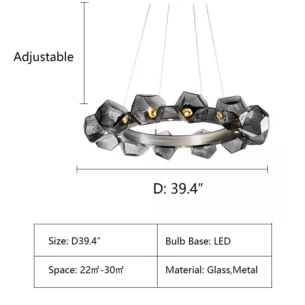 Nordic Minimalist Glass Circle Art Chandelier for Living / dining Room / bedroom