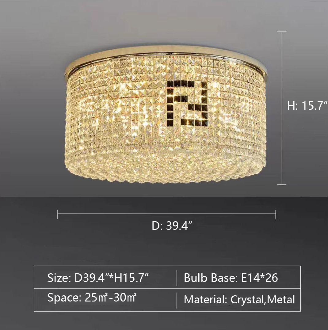 Designer Model Flush Mount Crystal Pendant Round Chandelier for Living / dining Room / study