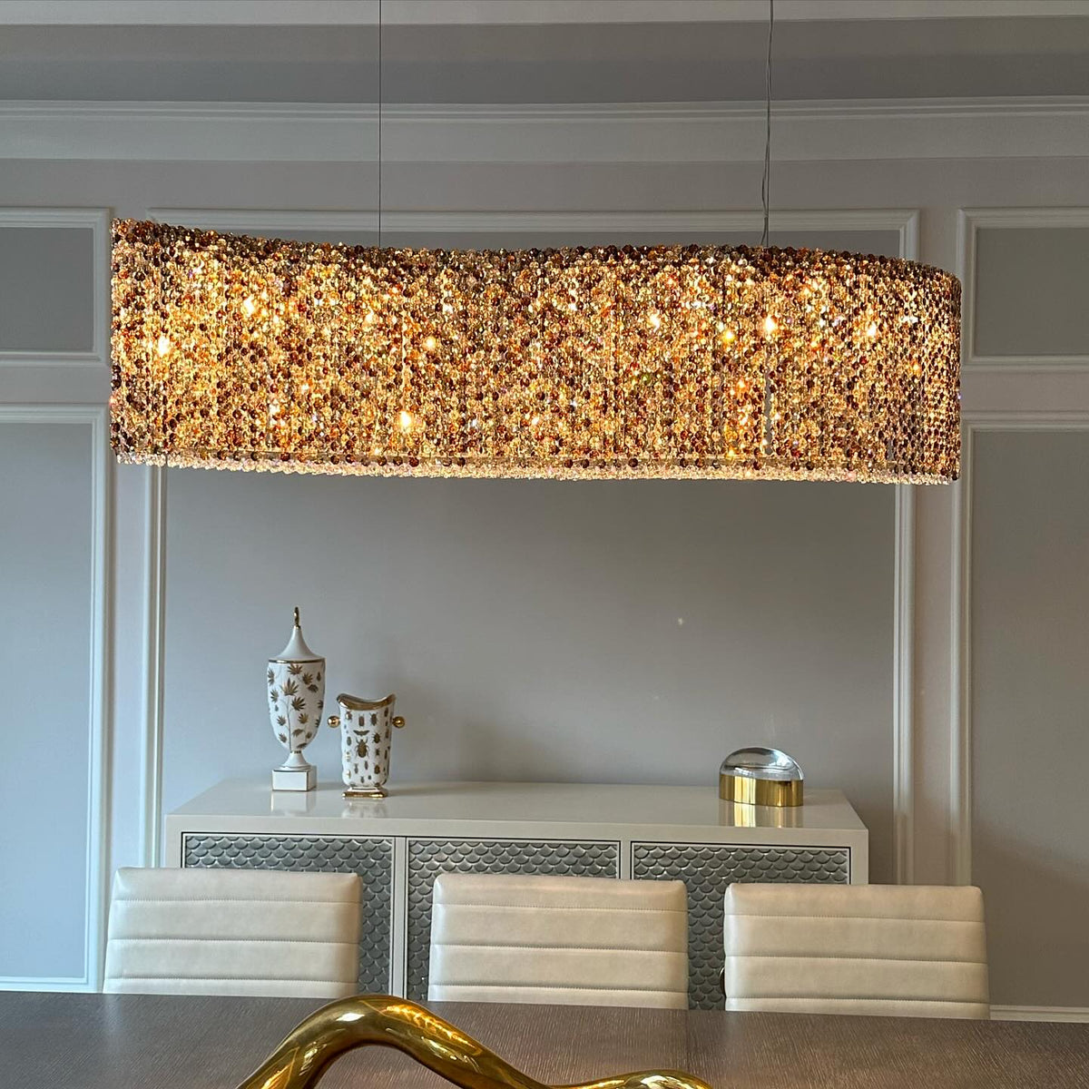 Oversized Luxury Curvilinear Crystal Pendant Chandelier for Dining Room / kitchen Island / living Room