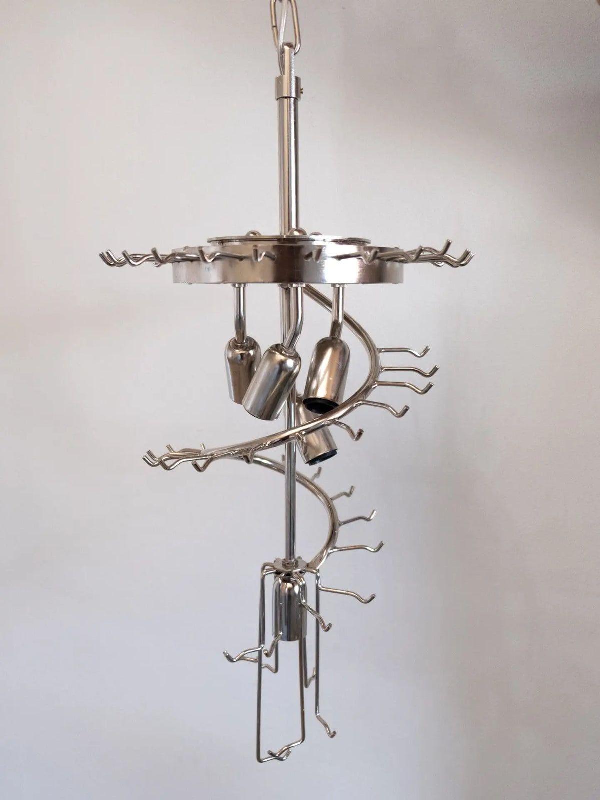 Murano Glass Chandelier – Spiral – 54 Prisms – Smoked