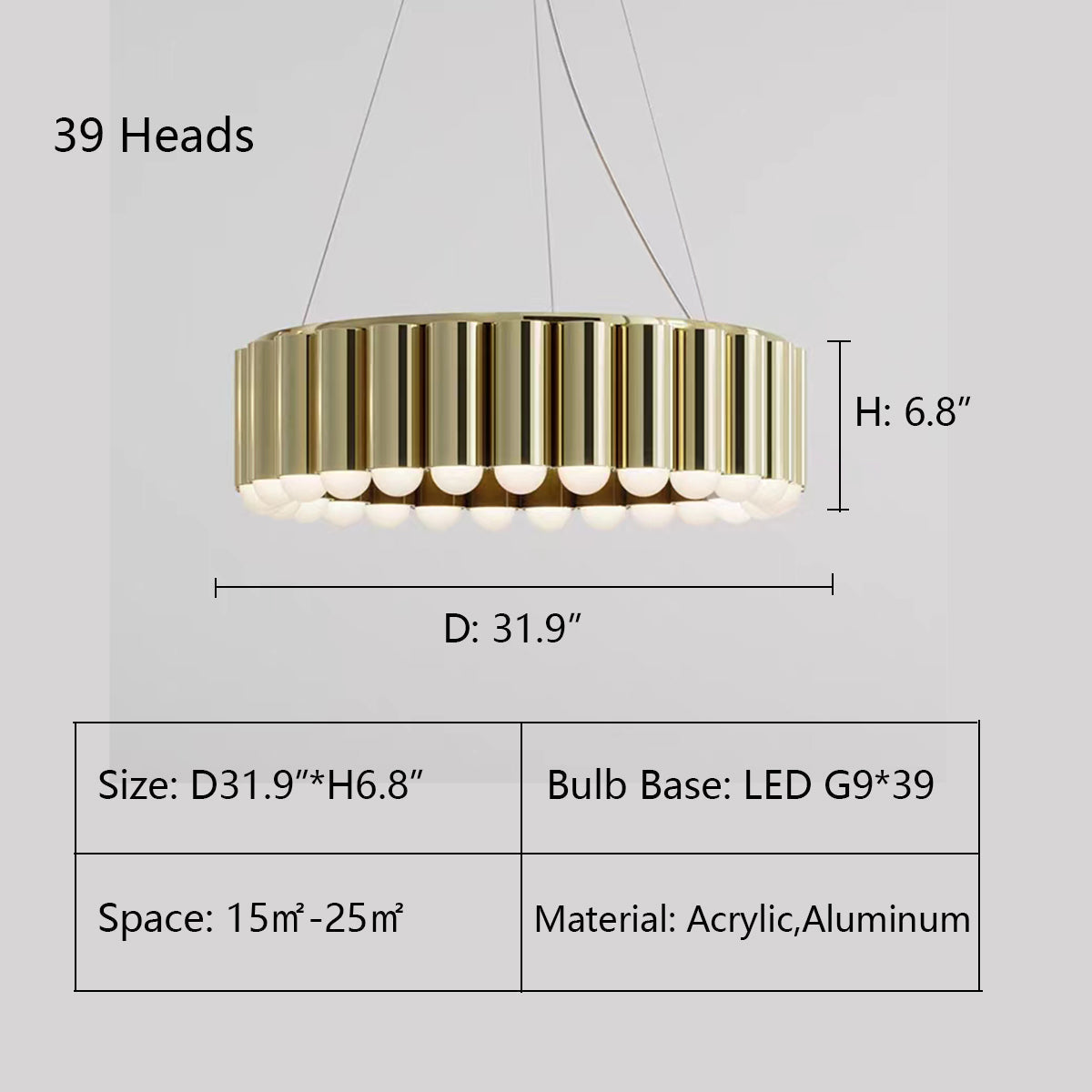 Designer Model Oversized Multi-Head Round Chandelier for Living / dining Room / bedroom