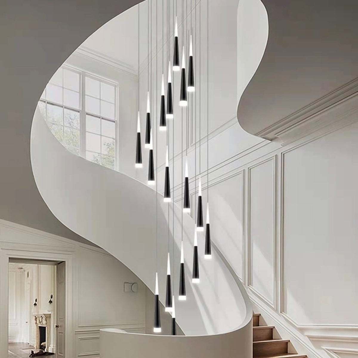 Spiral Staircase Chandelier Modern Style Ceiling Lamp Living Room Lighting