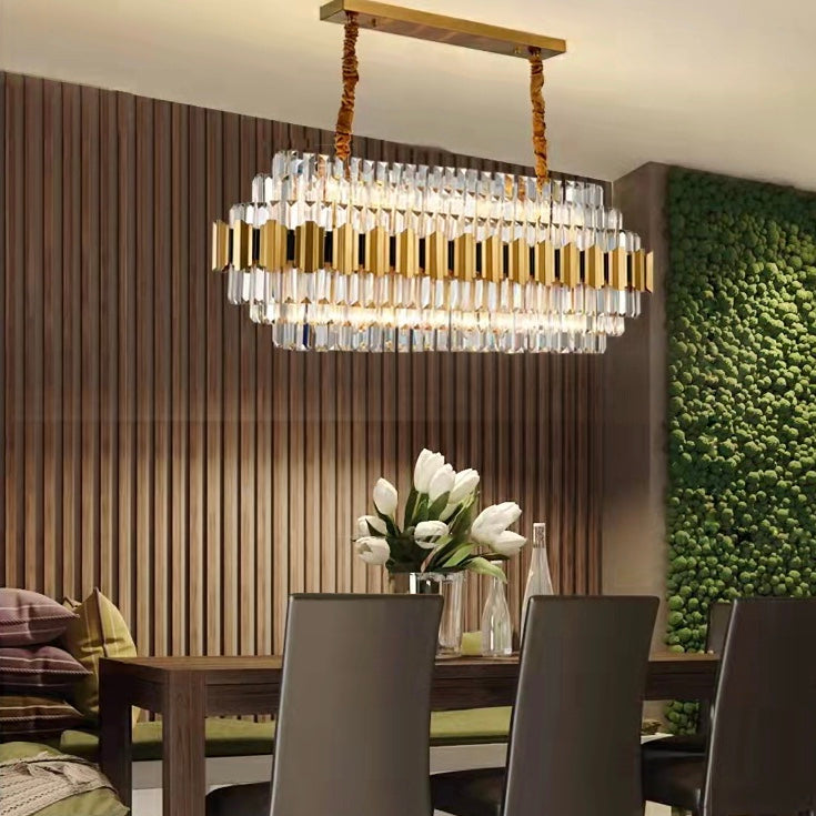 Modern Round Crystal Chandelier with Gold and Black Finish – High-Quality Crystal and Metal