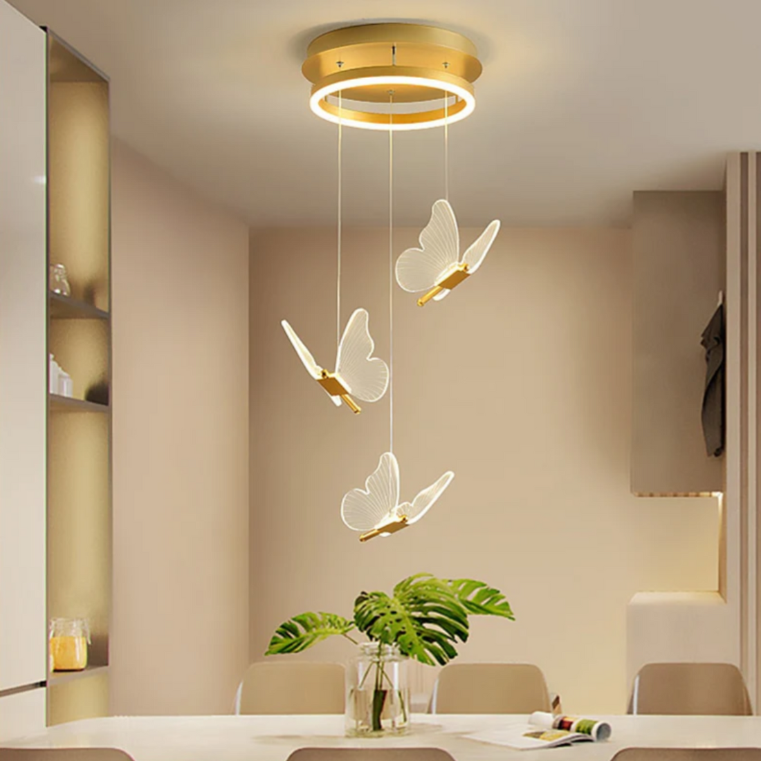 Nordic Butterfly Chandelier Luxury Foyer Staircase Ceiling Light for Living / Dining Room