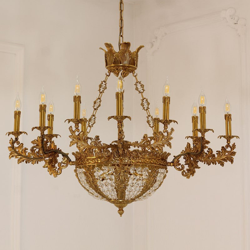 41X30 Inch 16 Lights French Empire Style Brass and Crystal Chandelier Light