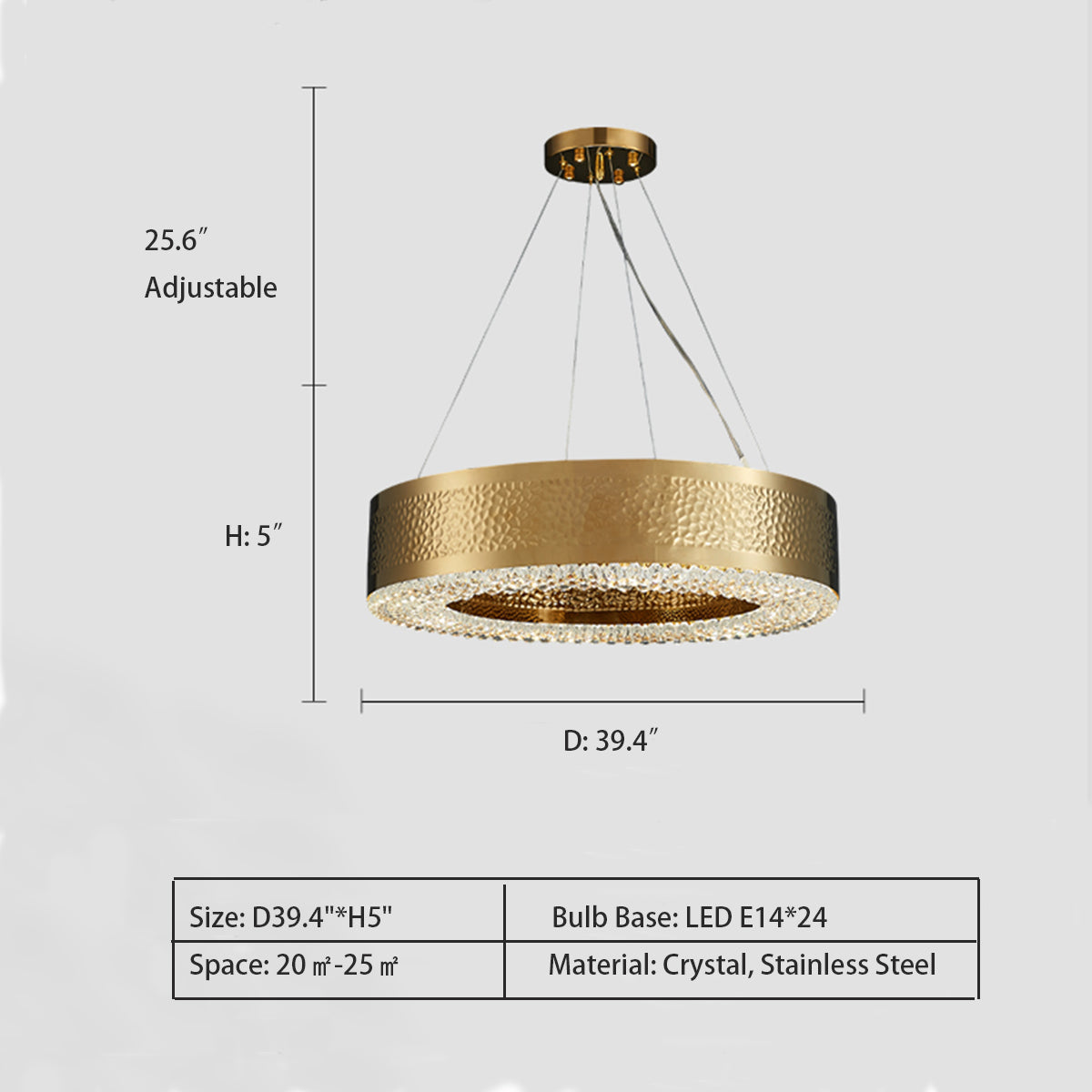Titanium Gold Finish Round Hollow Crystal Chandelier with Tiered Design for Living Room