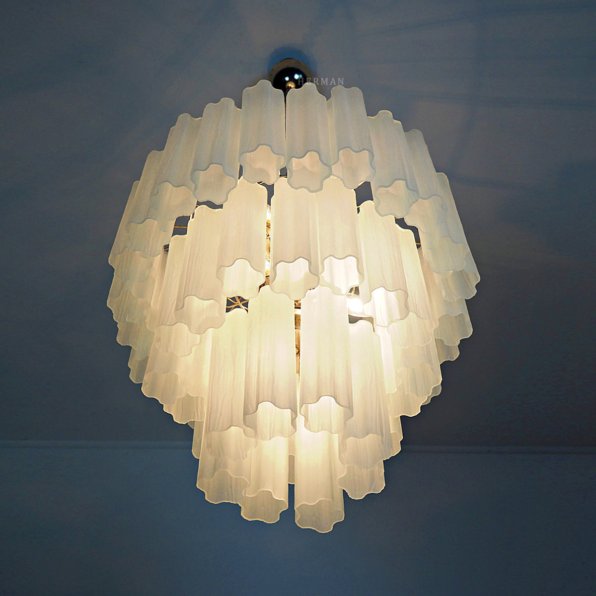 Murano Glass Chandelier – 48 Tubes – Matte White