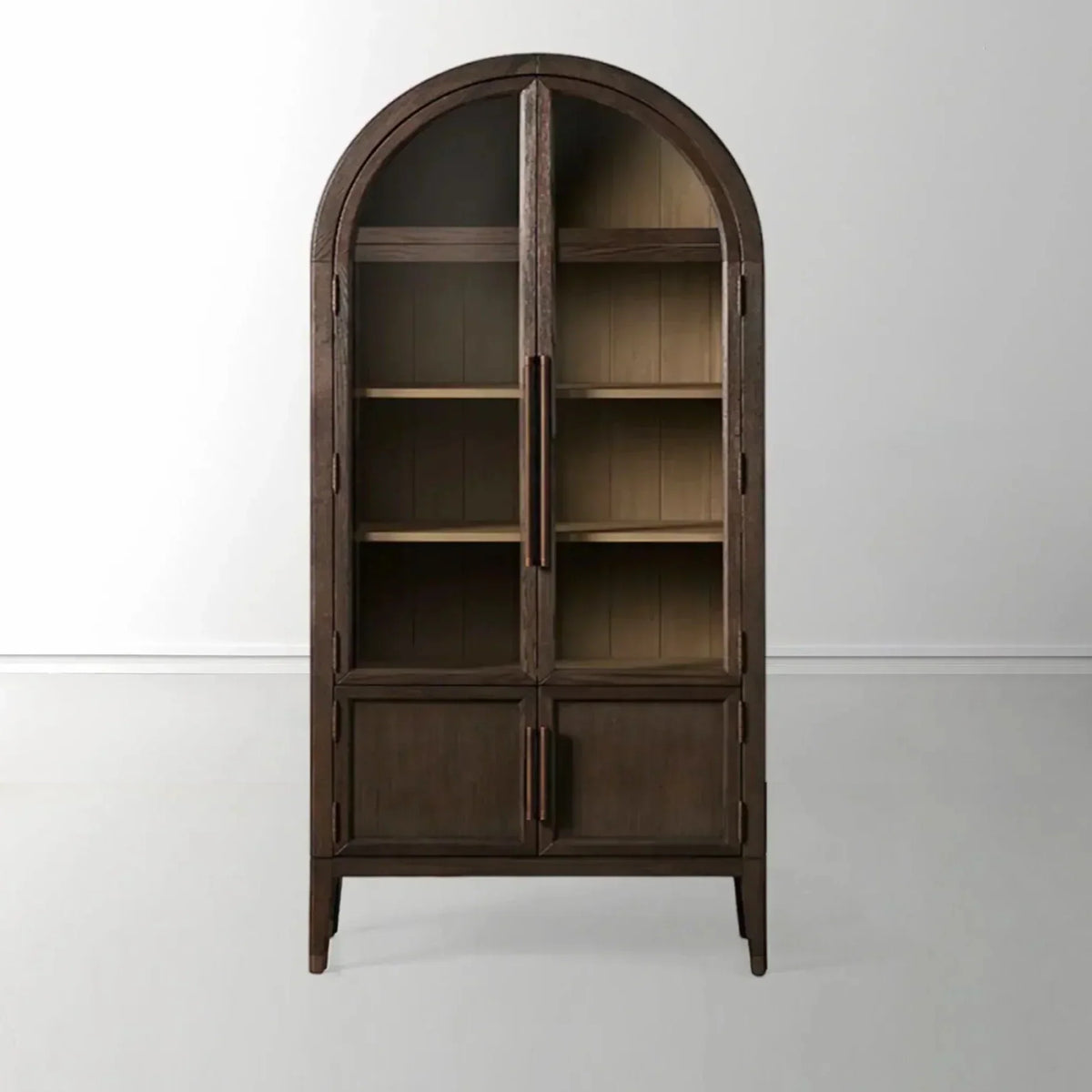 Hattie Glass Accent Cabinet in Oak 36-Inchw 46-Inchw