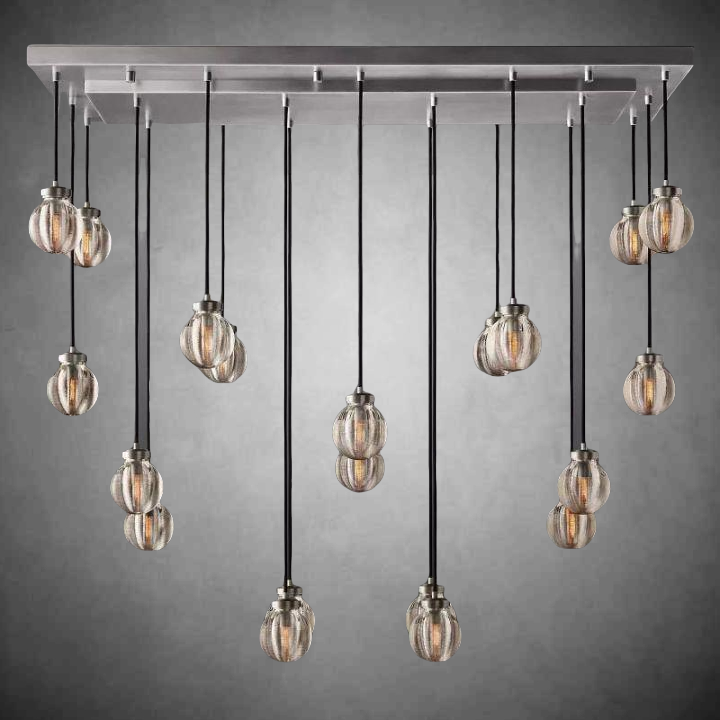 Pearls Spherical Modern Rectangular Chandelier 54”