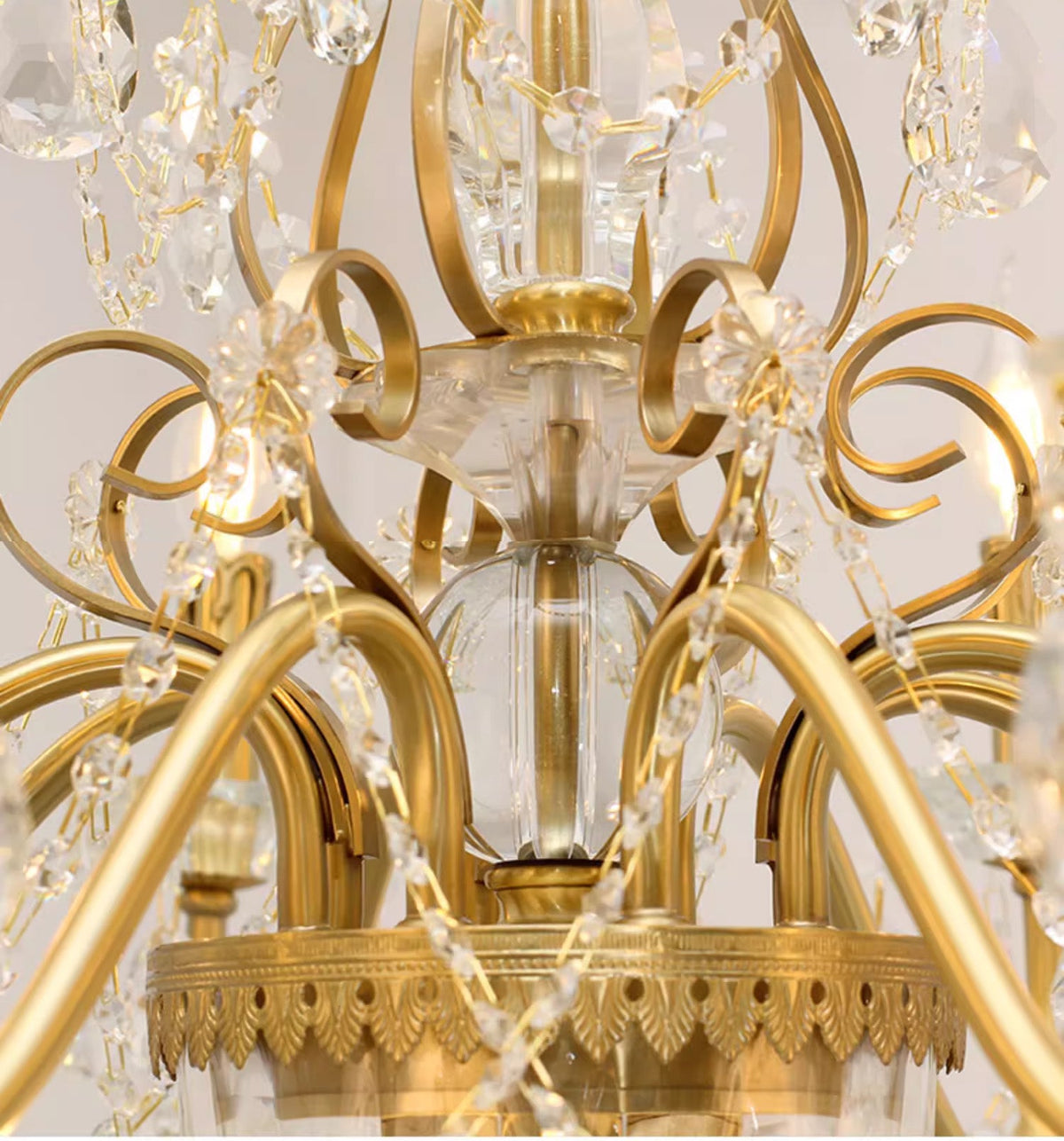 Eight Brass Arms Classical Crystal Chandelier Small Gold Chandelier for Sitting Room 33X28 Inch