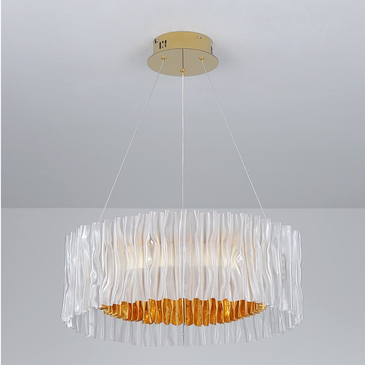 Modern Minimalism Pleated Acrylic Ring Round Ceiling Light for Living / Ding Room / Bar