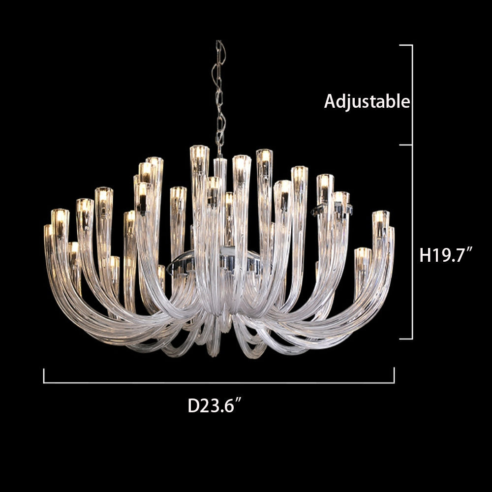 Modern Floral Reeded Glass Chandelier for Living / Dining Room