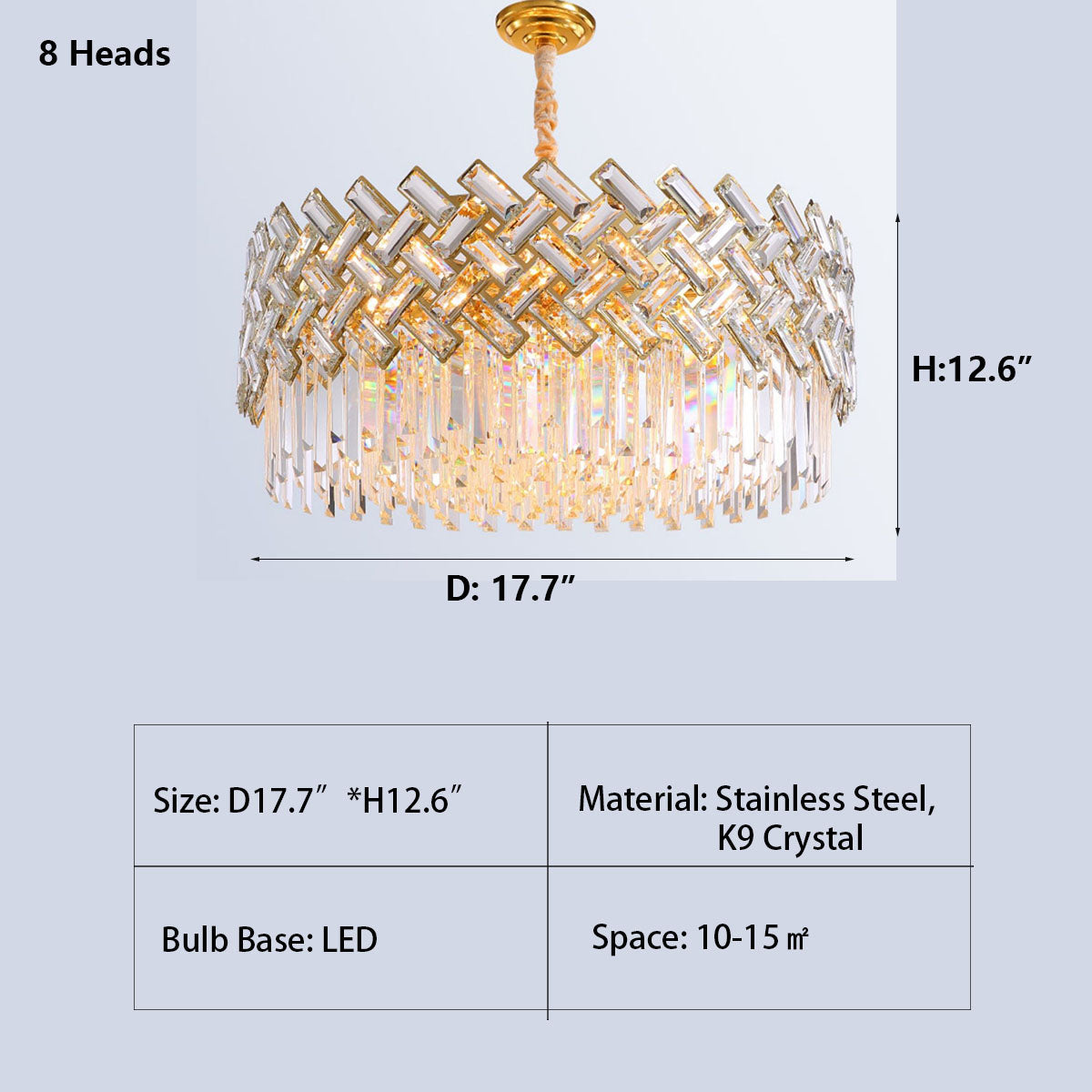 Post-Modern Light Luxury Fence Crystal Chandelier Suit for Living / dining Room