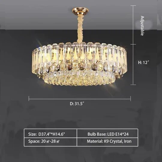 Oversized Transparent Crystal Tiered Chandelier Suit for Living / dining Room / bedroom