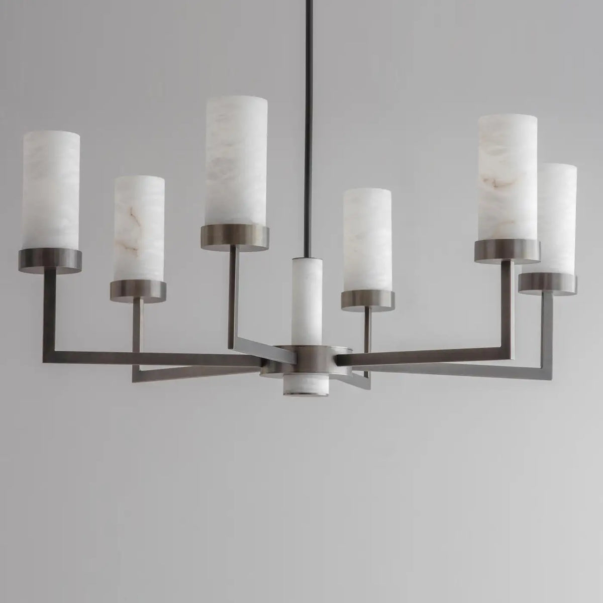 Contemporary Alabaster 6-Arm Compass Chandelier