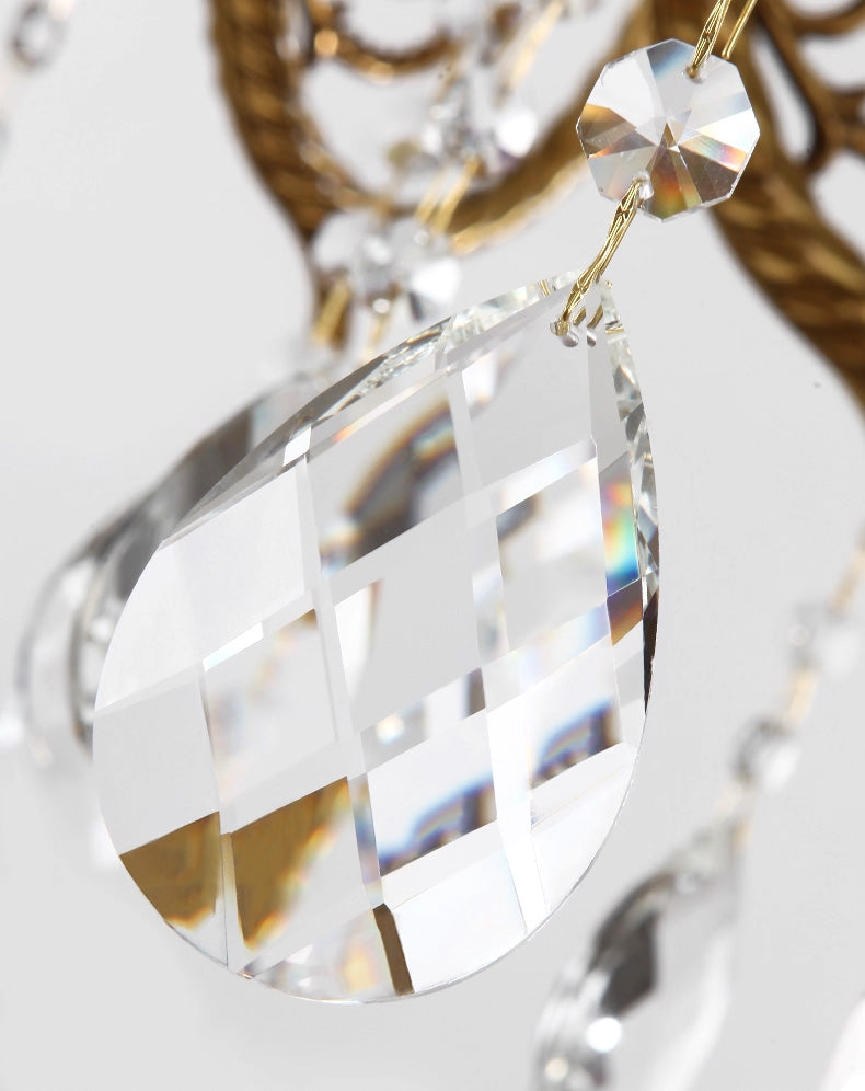 47X41 Inch 18 Lights Two-tier Big Brass and Crystal Chandelier Gold Chandelier for Extrance