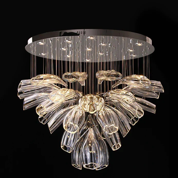 Light Luxury Glass Petal-Shaped Chandelier with Superior Finish