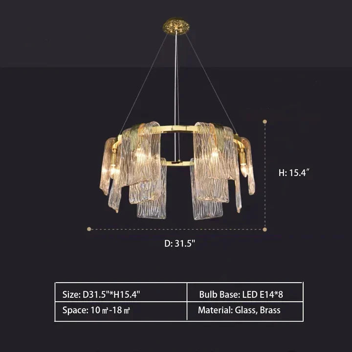 Light Luxury Irregular Glass Slice Chandelier Suit in Brass Finish for Living Room / Ding Room / Bedroom