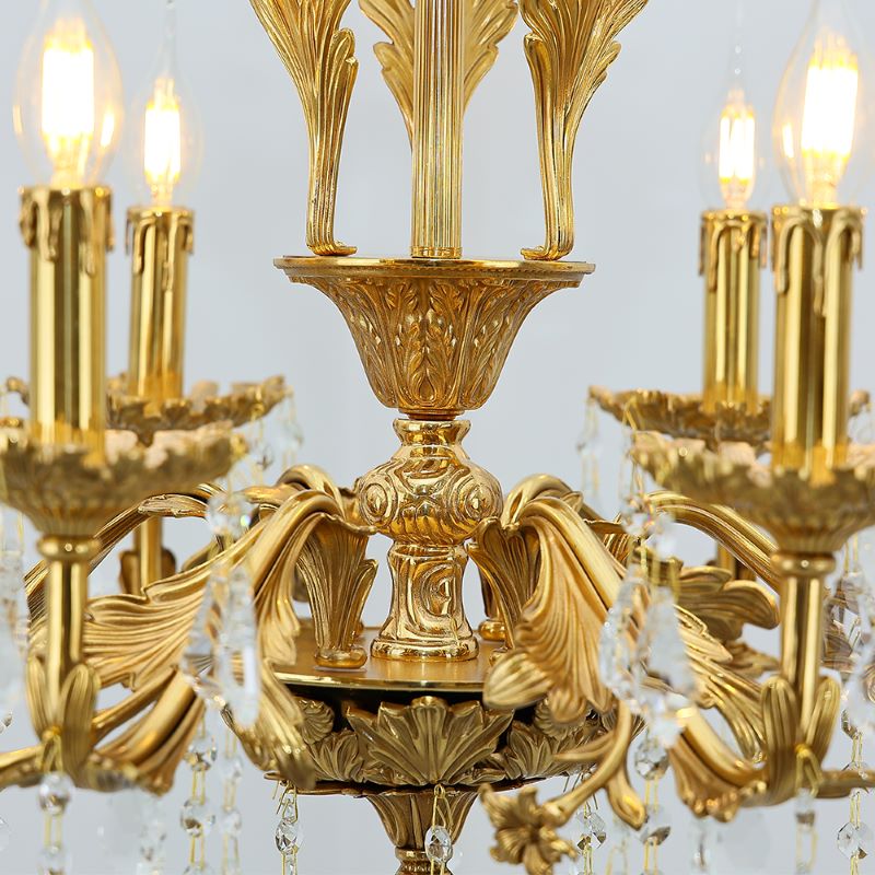 24X31 Inch 6 Lights Small Candle Style Brass and Crystal Chandelier Lighting for Bedroom