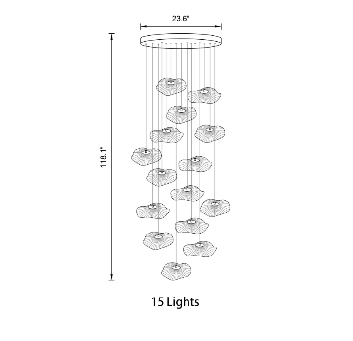 Modern Gold Finish Acrylic Pendant Chandelier with Quality Metal Frame