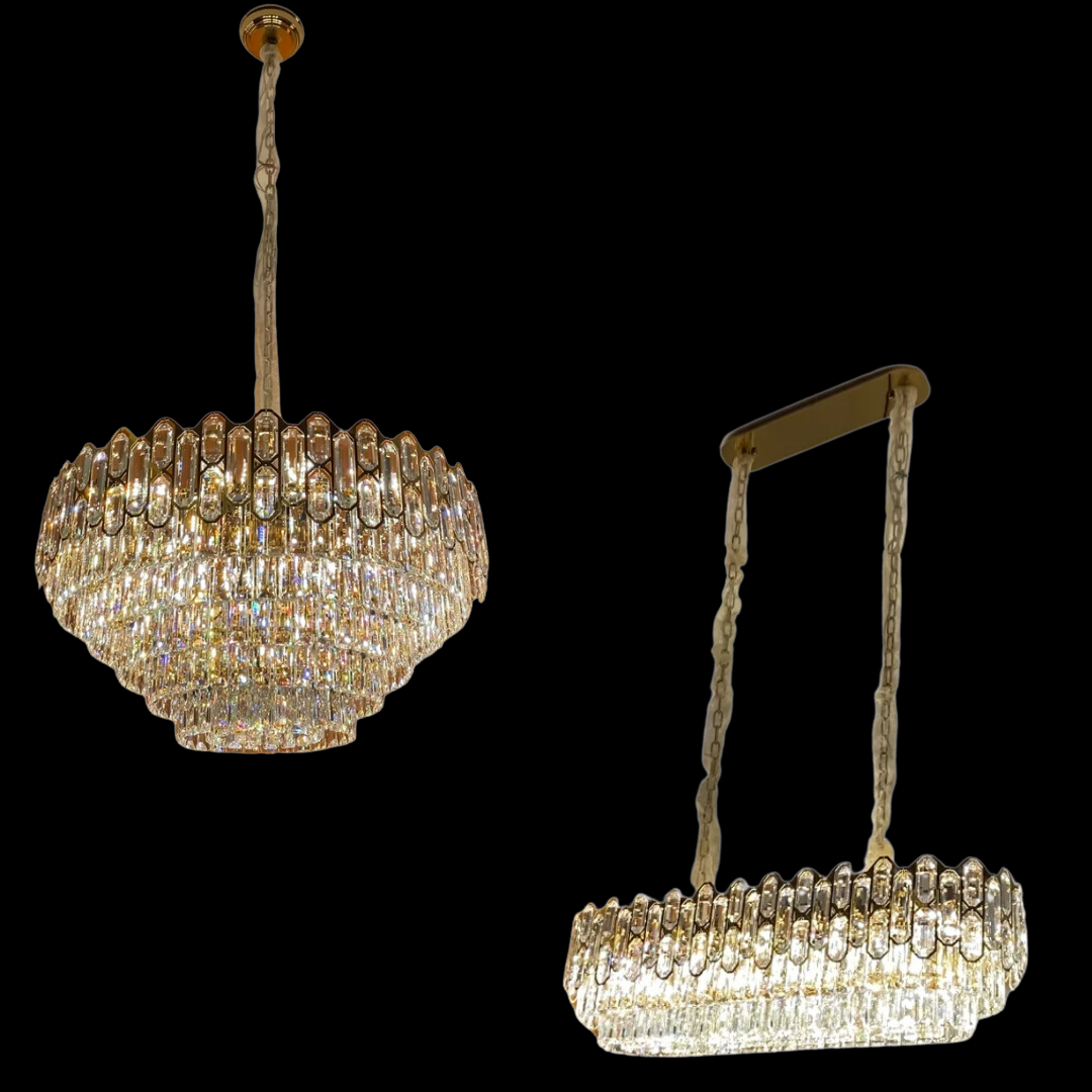 Modern Light Luxury Round / rectangle Crystal Chandelier Set for Living Room / dining Room / bedroom