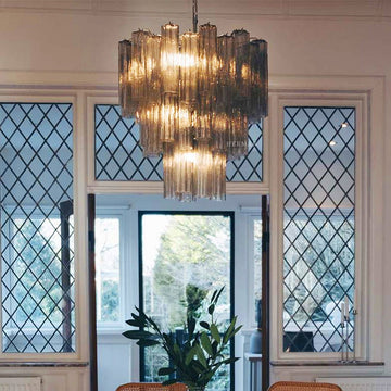 Murano Glass Chandelier – 48 Tubes – Smoked
