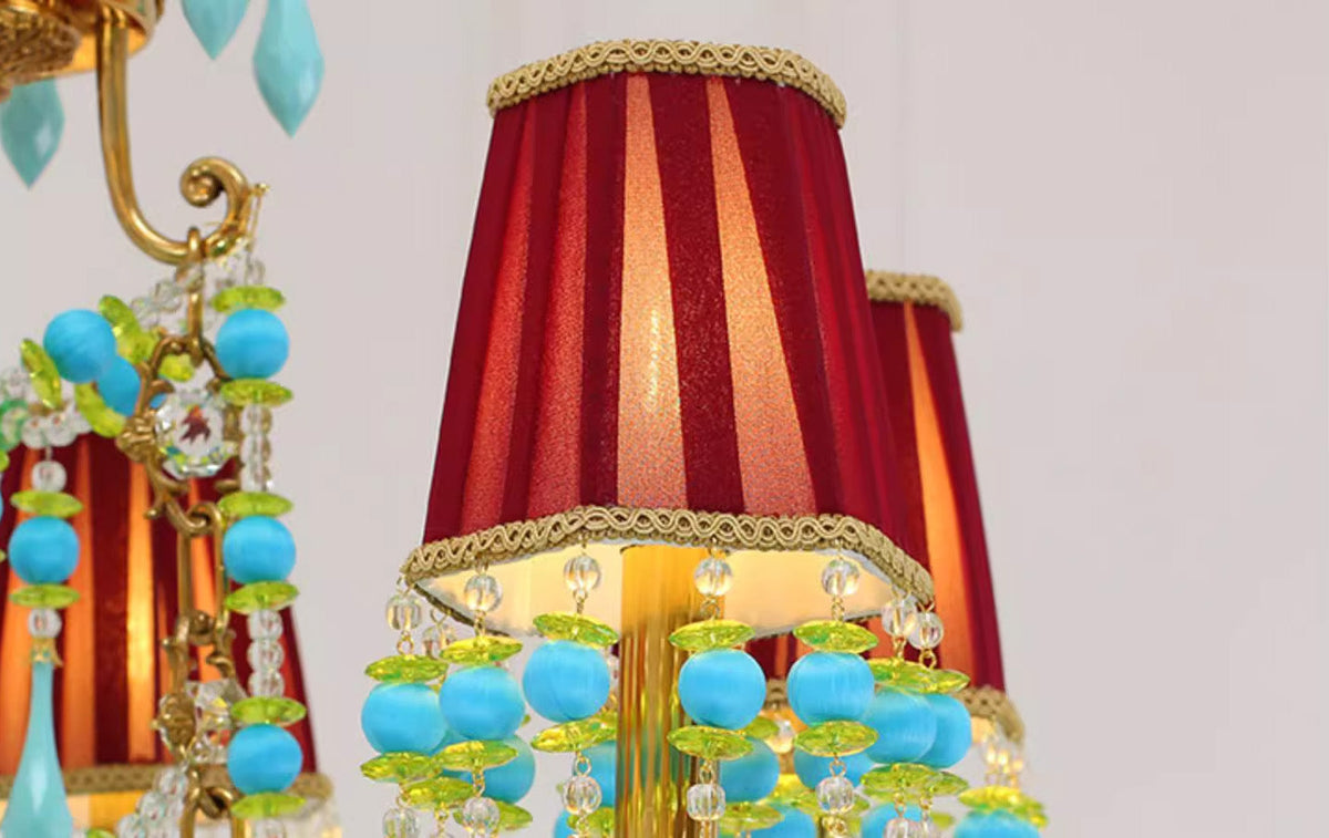 8 Lights Small Copper Crystal Chandelier Luxury Colorful Wedding Chandelier Light