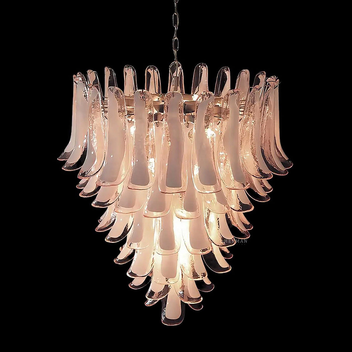 Murano Glass Chandelier – 52 Petals – Pink