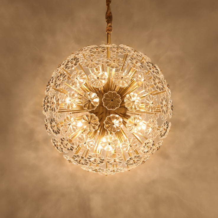 Round Crystal Chandelier Ball Ceiling Lighting for Staircase or Dining Room
