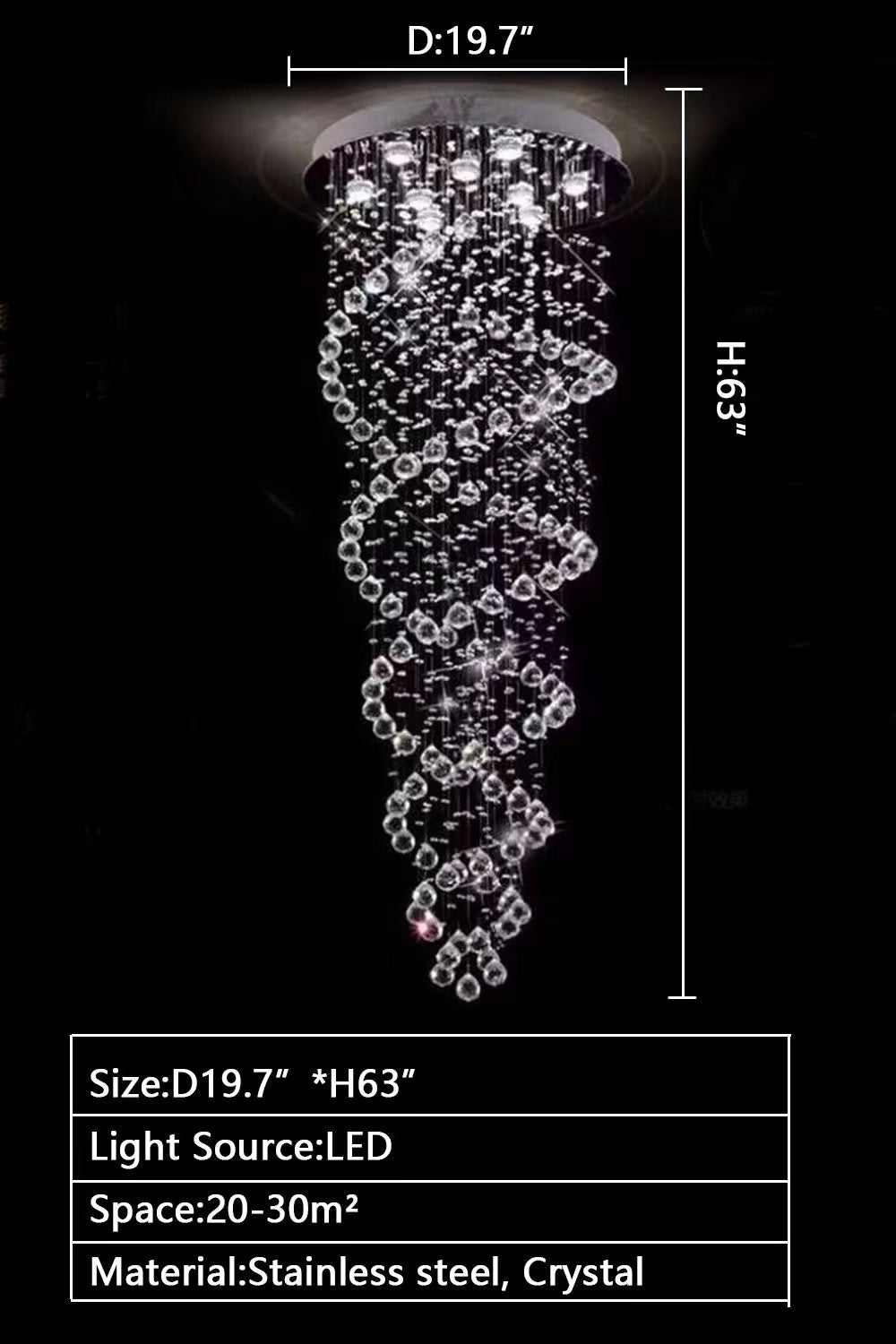 New Trend Spiral Crystal Chandelier for Staircase