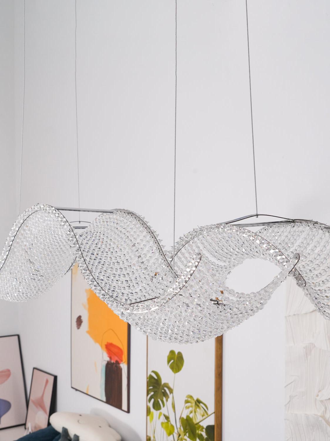 Modern Wavy Crystal Chandelier for Dining Room / kitchen Island