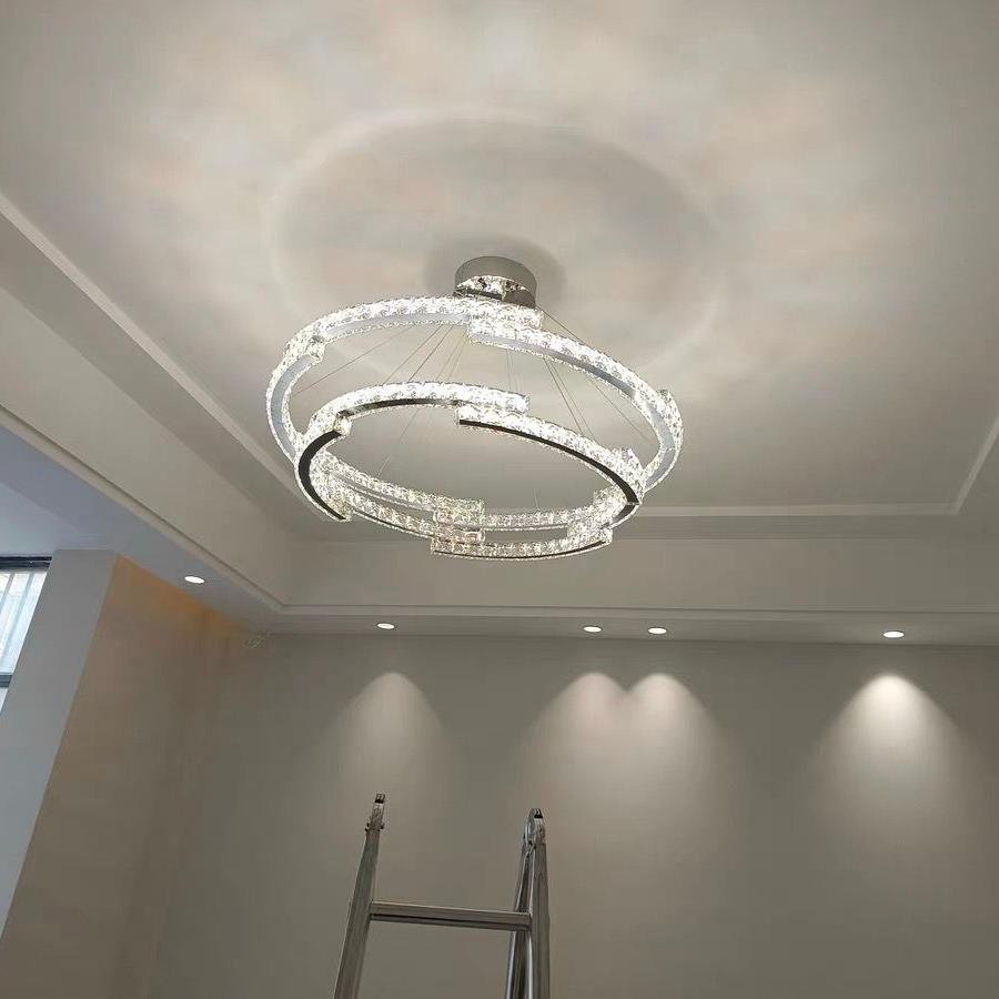 Modern Luxury Crystal Pendant Irregular Rings Chandelier Suit for Living / dining Room / bedroom