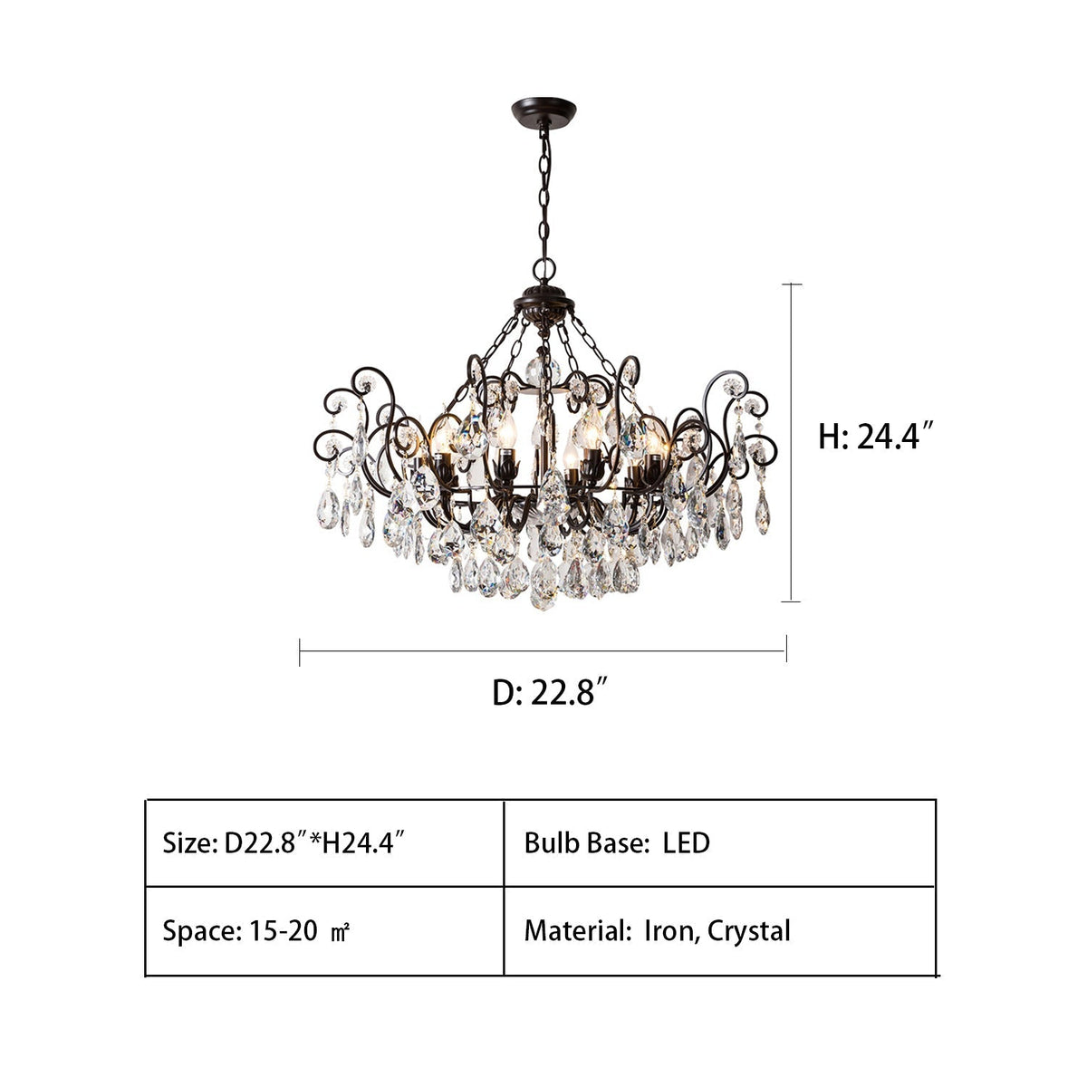 European Retro Light Luxury Crystal Pendant Electronic Candle Chandelier for Living Room / Dining Room /
