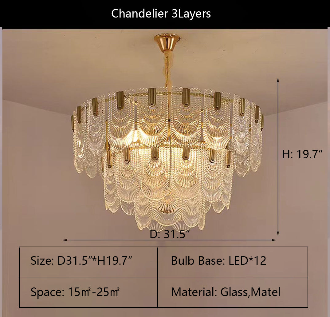 Nordic Light Luxury Patterned Glass Pendant Chandelier Suit for Living / dining Room / bedroom