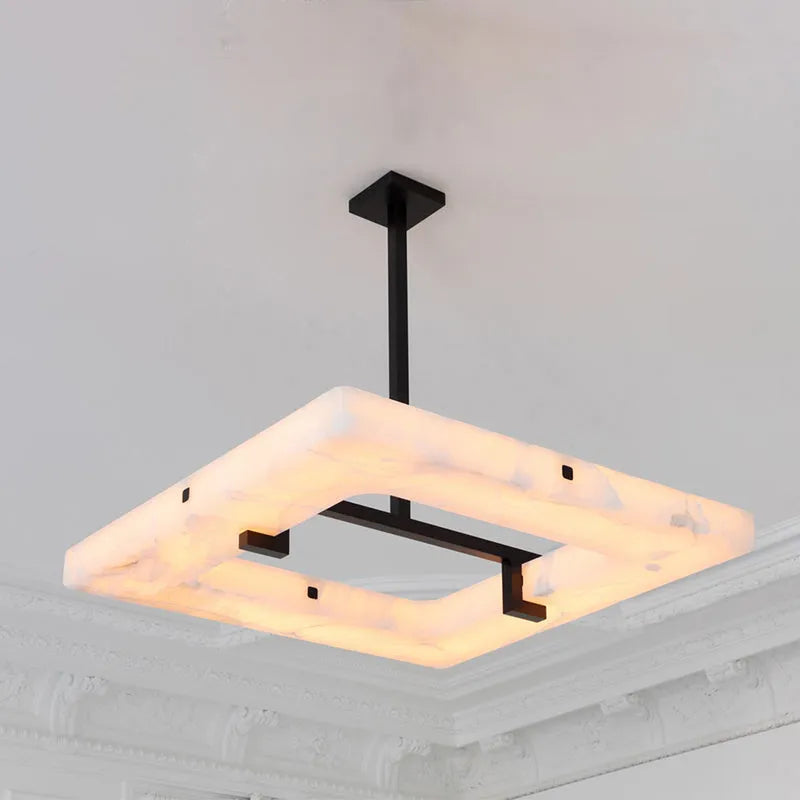 Modern Square Alabaster Chandelier for Living Room / bedroom